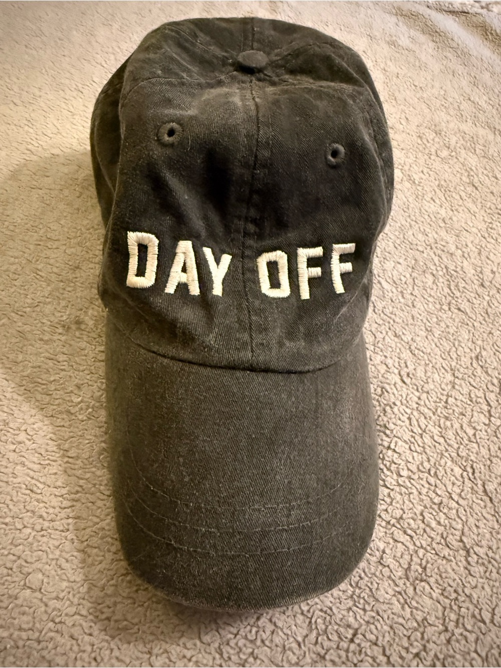 Adams Black Baseball Cap with White "DAY OFF" Embroidery